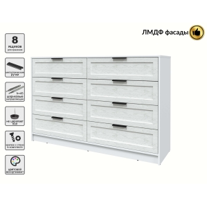 Kомод Тренд КТ-К157 (Белый платинум ЛДСП/ Дуб полярный ЛМДФ) Ш1565 В1020 Г451